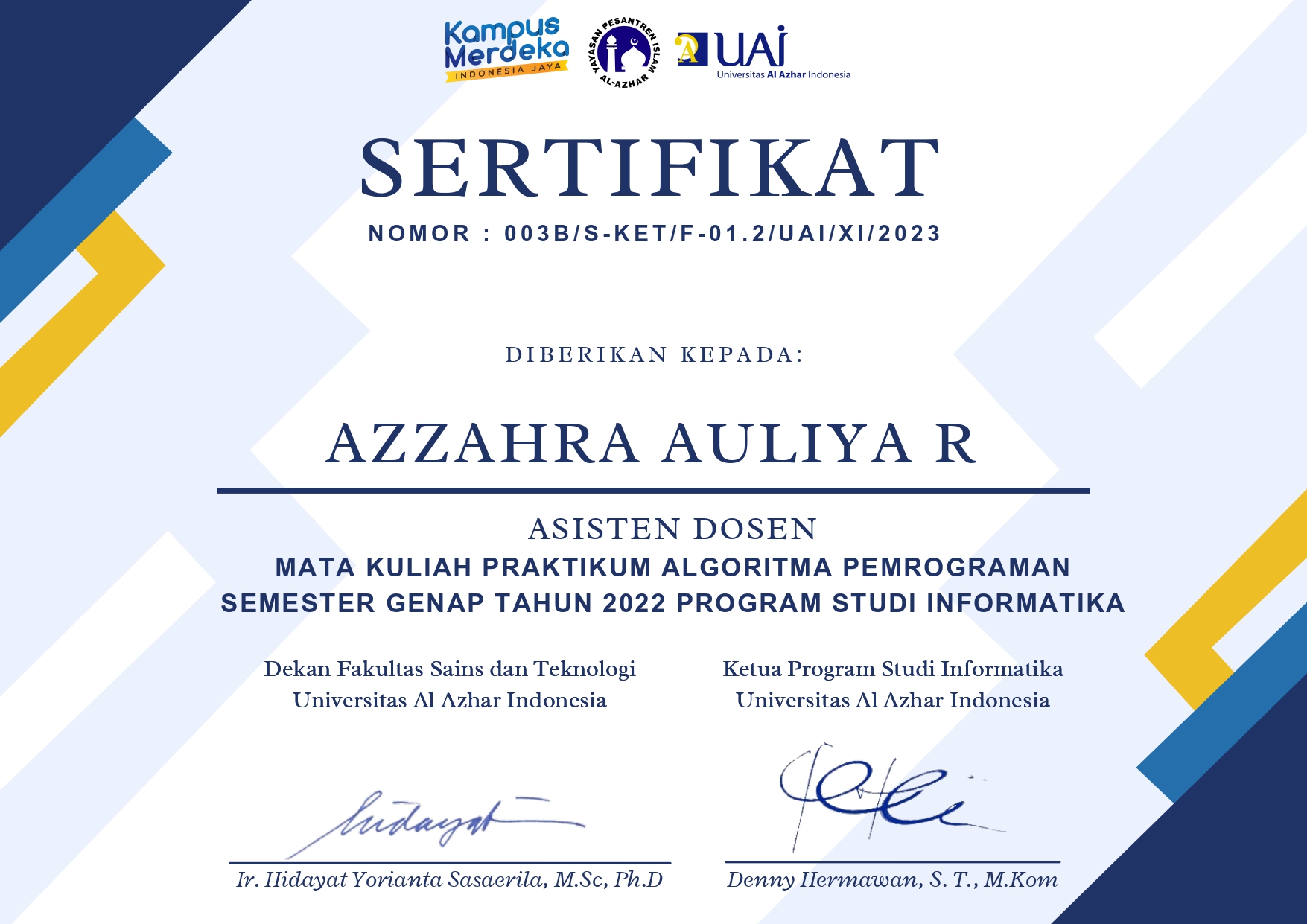 Teaching Assistant Certificate