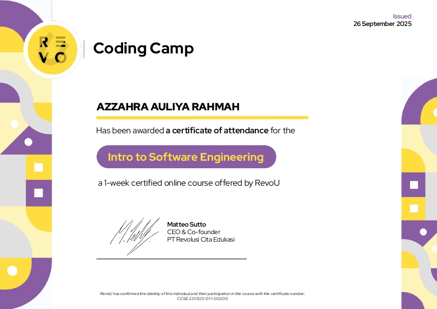 RevoU Online Course Certificate