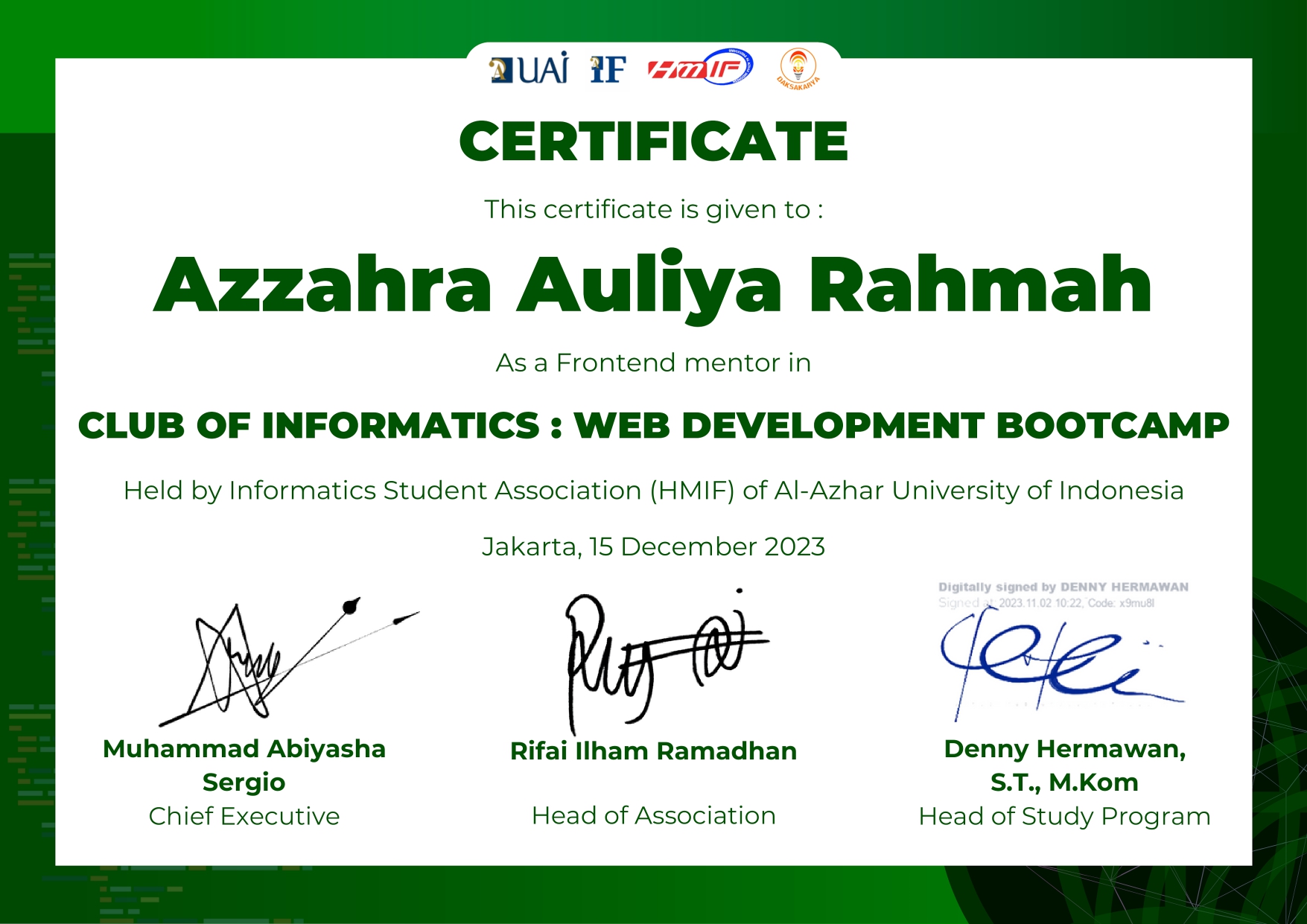 Frontend Tutor Certificate
