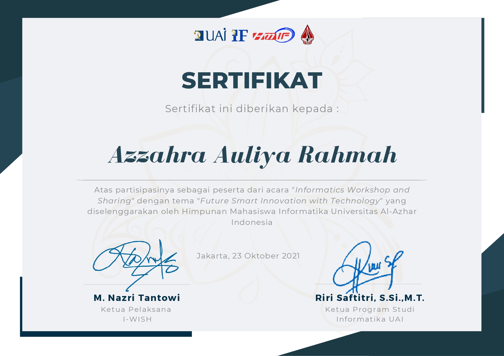 Informatics Workshop HMIF UAI